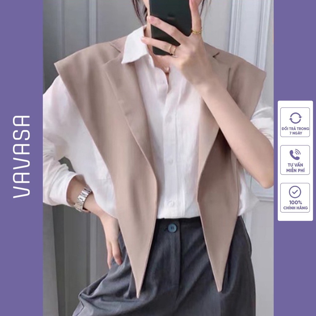 Áo blazer choàng vai hottrend phong cách Hàn quốc cá tính hàng cao cấp VAVASA AB02