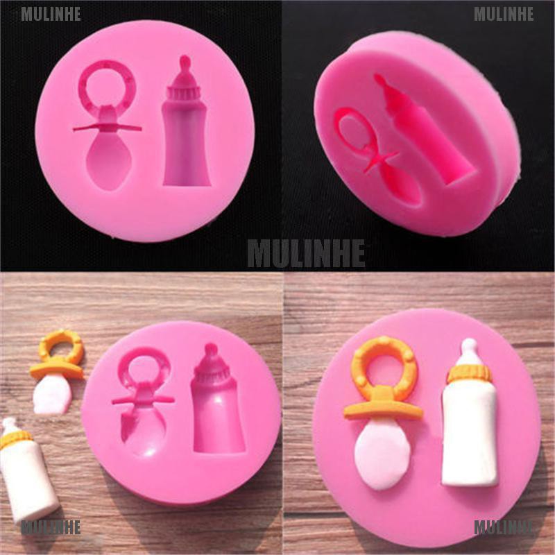 1 Khuôn Silicone Tạo Hình Bình Sữa Em Bé Trang Trí Bánh