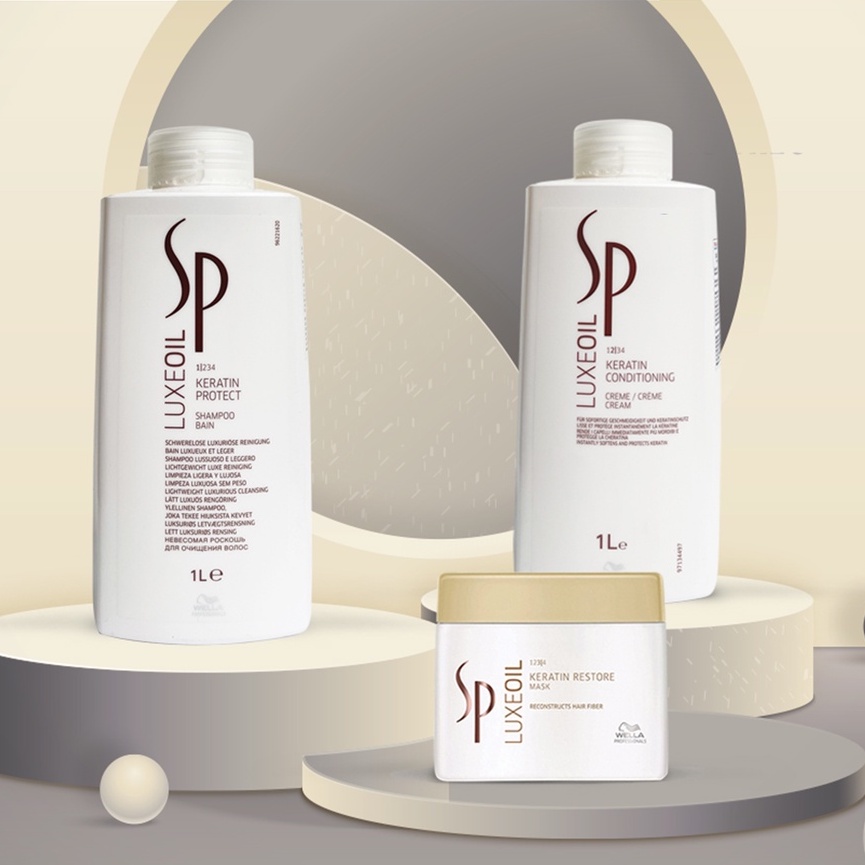 Combo Gội Xả Hấp SP Luxe Oil Keratin Phục Hồi Tóc Cao Cấp, Chăm Sóc Tóc Bóng Khoẻ Từ Gốc Tới Ngọn 550ml - 2400ml