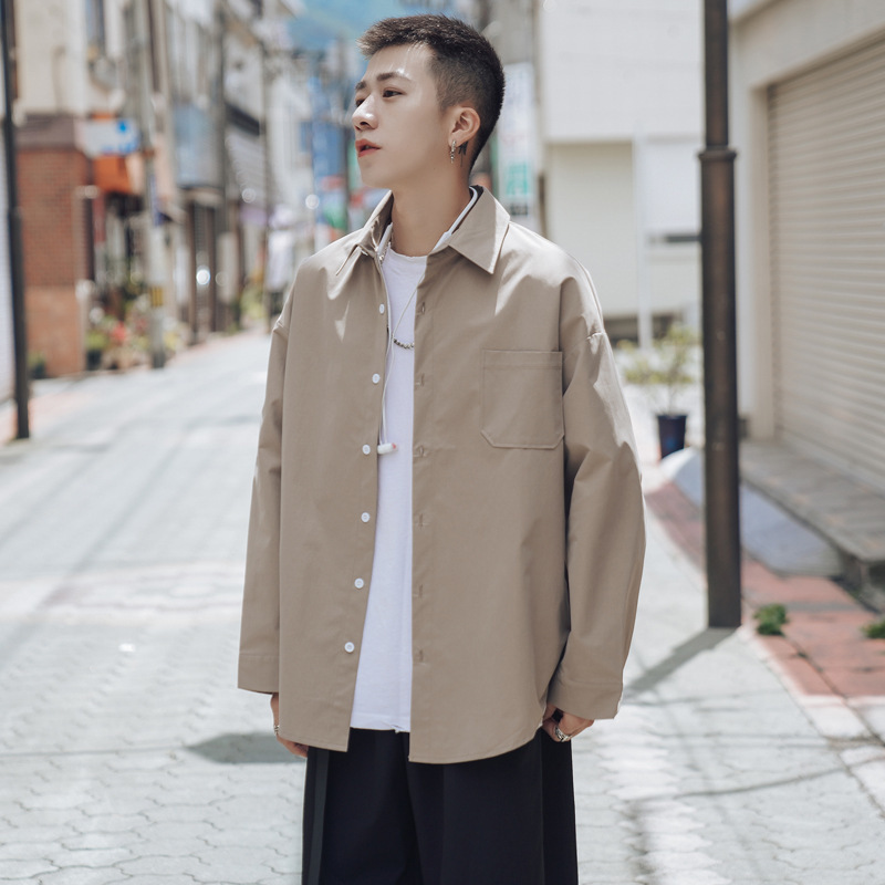 Áo Sơ Mi Nam Tay Dài Form Rộng Màu Trơn Phong Cách Hàn Quốc Cỡ M-2XL | BigBuy360 - bigbuy360.vn