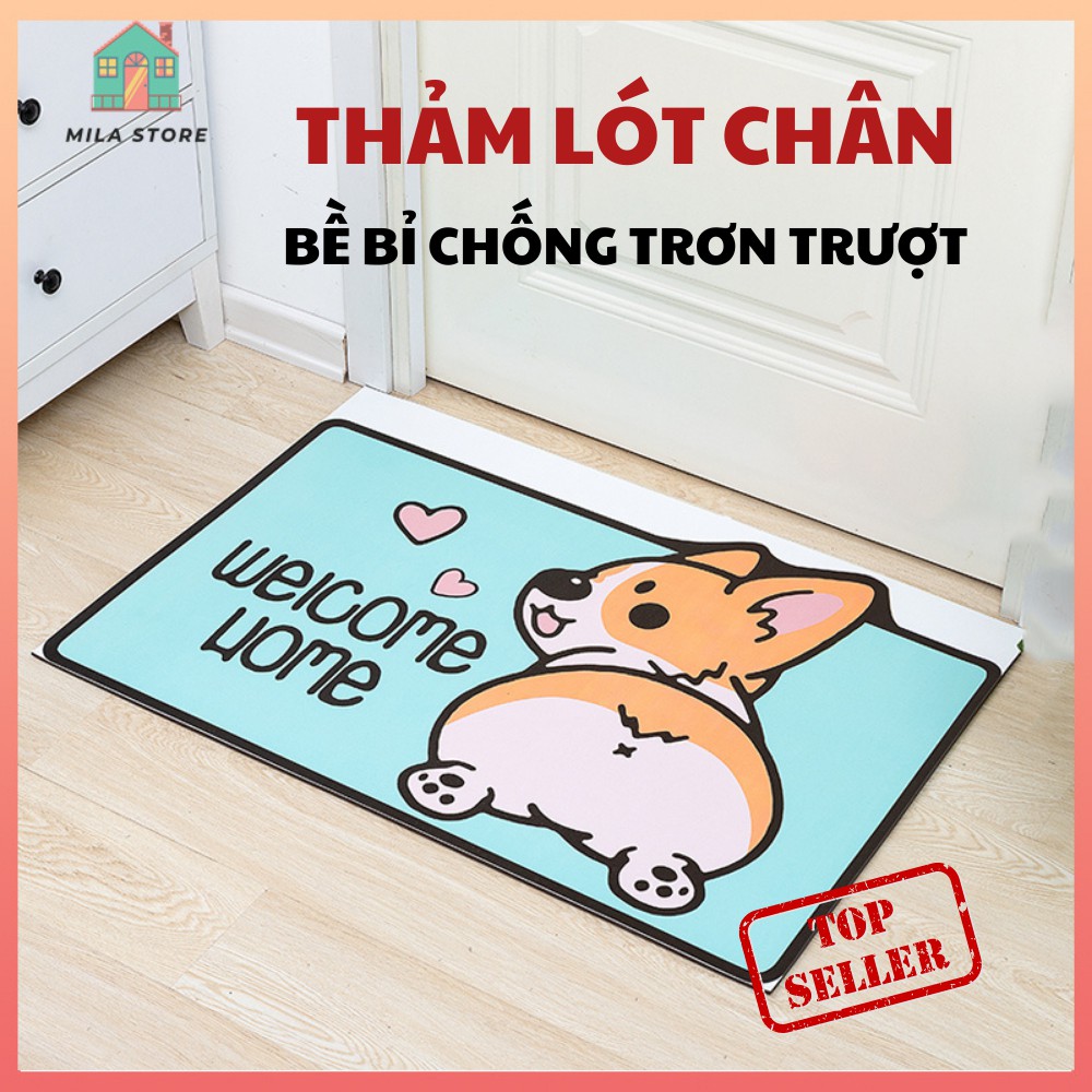 Thảm Lau Chân Chống Trơn Trượt In Hình Dễ Thương Mila Store