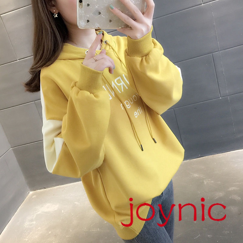 Áo Hoodie Phối Màu Phong Cách Hàn Quốc Thời Trang Cho Nữ Size S-2Xl