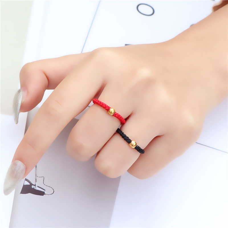 Nhẫn BELLA-BEE vải bện đính hạt phong cách Hàn Quốc may mắn xinh xắn dành cho nữ