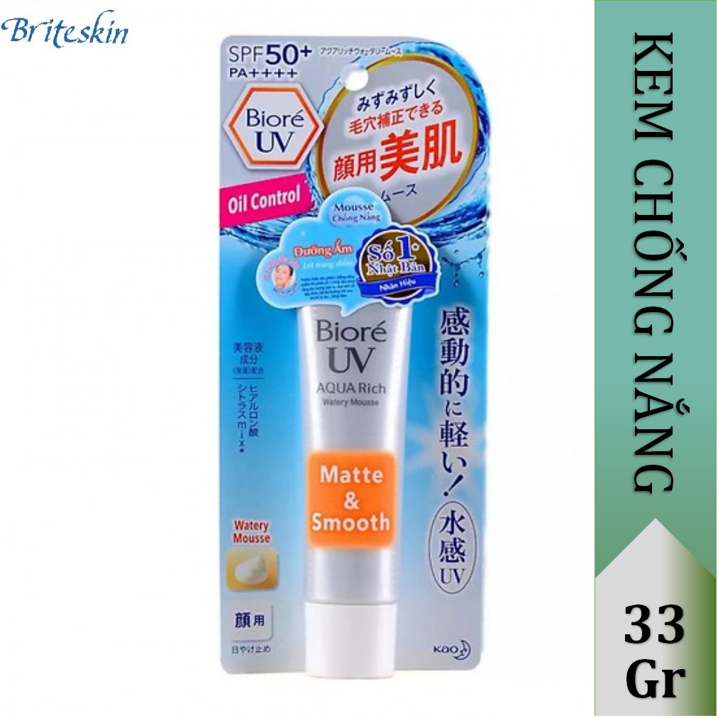 Chống Nắng Dưỡng Ẩm Biore UV Aqua Rich Watery Mousse 33g