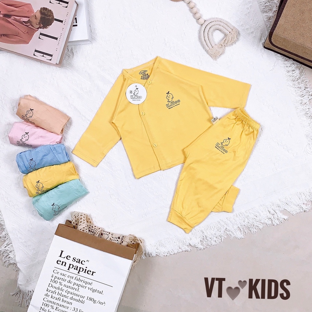 Bộ Sơ Sinh Dài Tay Petit Cúc Chéo Kwoo Cho Bé Sơ Sinh