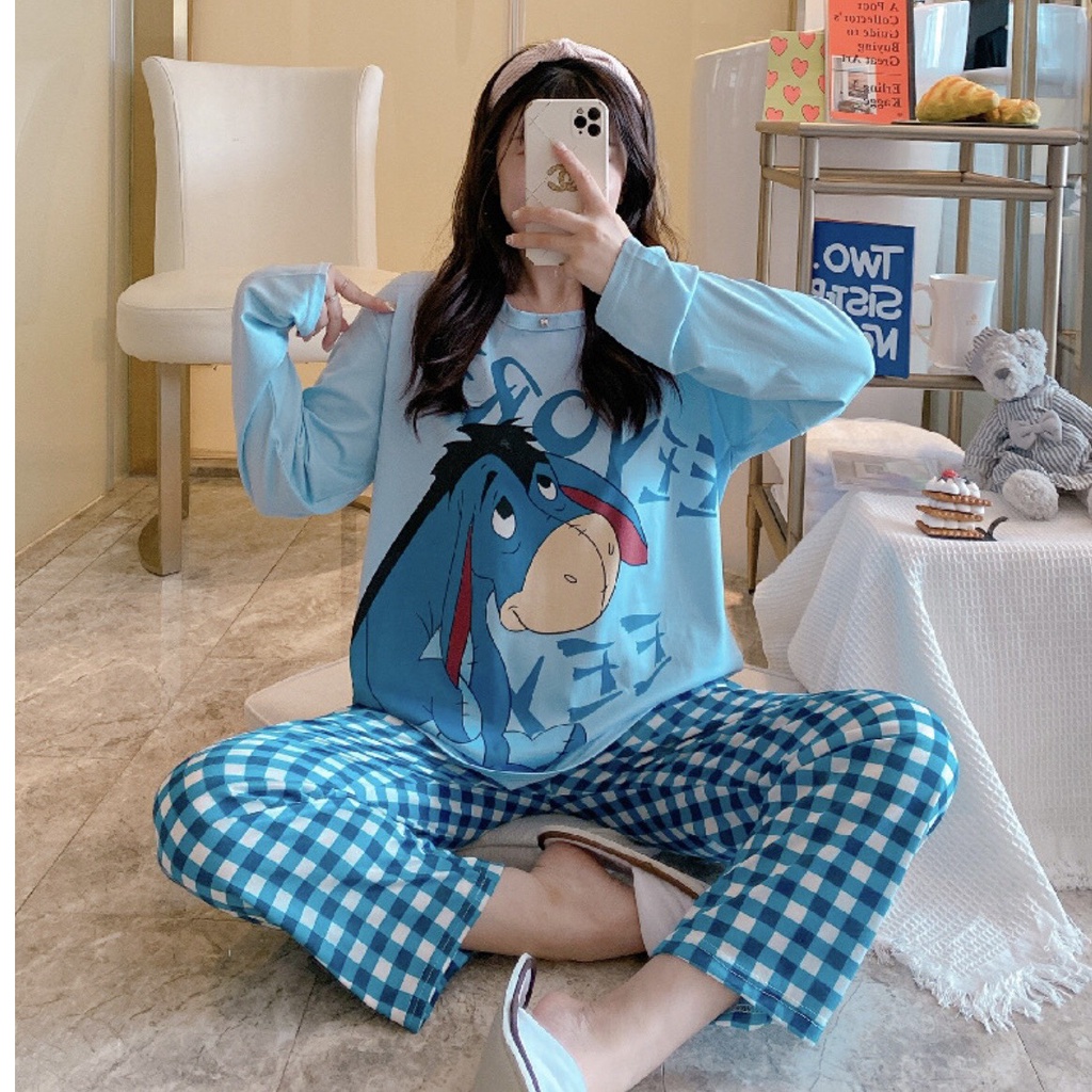 Đồ Bộ Nữ Thun Tay Dài Quần Dài <3 Đồ Ngủ Thun Dài Tay Đẹp Freesize 40-70kg | BigBuy360 - bigbuy360.vn