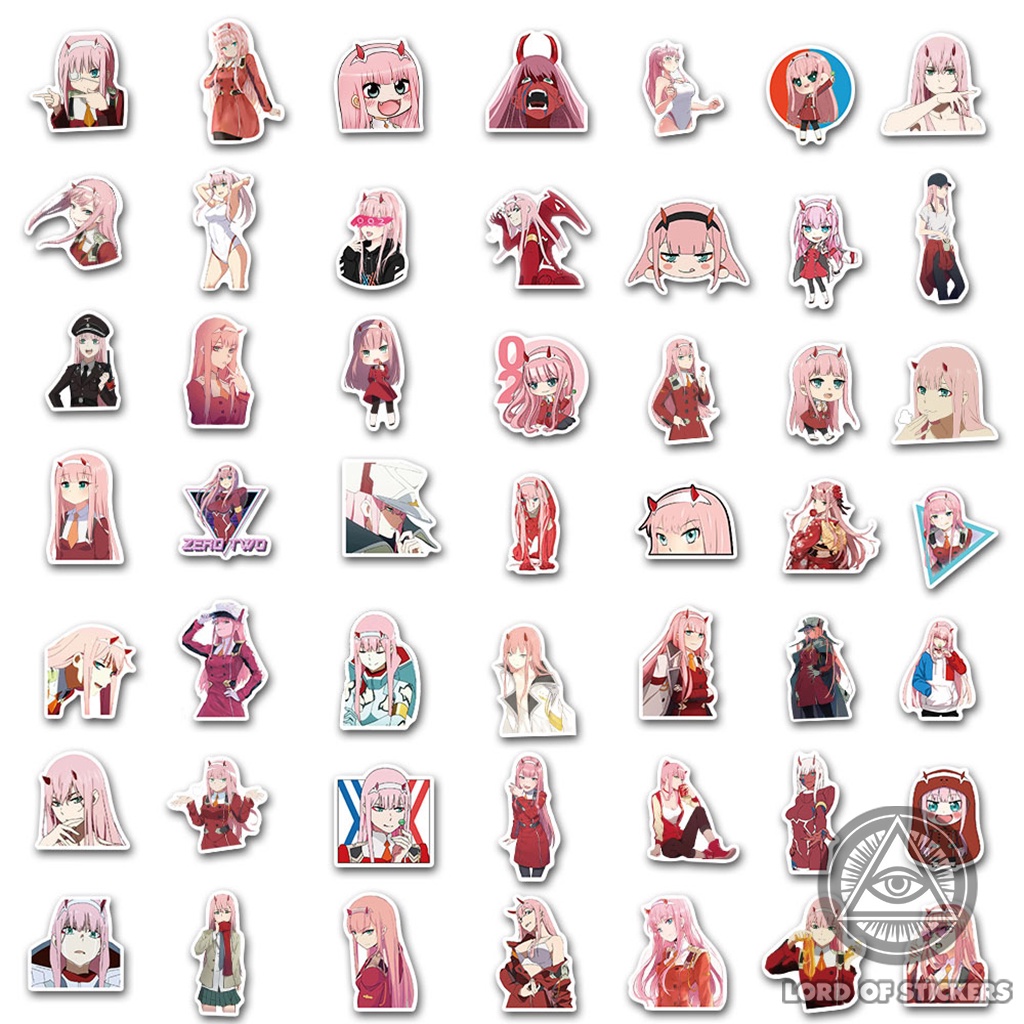 Set 100 Hình Dán Zero Two Sticker Darling In The Franxx Anime Manga Waifu Chống Thấm Nước Trang Trí Mũ Bảo Hiểm, Laptop