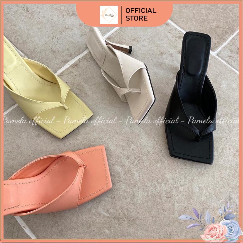PAMELA -  Guốc Cao Gót Mũi Vuông Kẹp Ngón Siêu Xinh Giá xưởng  - G05