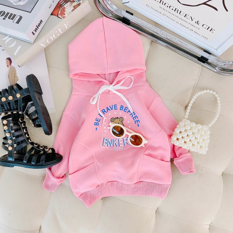 Áo hoodie cho bé trai bé gái chất nỉ bông mịn kèm mũ_Quần áo trẻ em thu đông