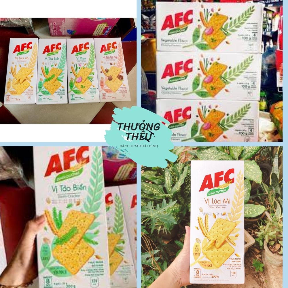 Bánh quy cracker AFC lúa mì và vị rau hộp 8 góix25g