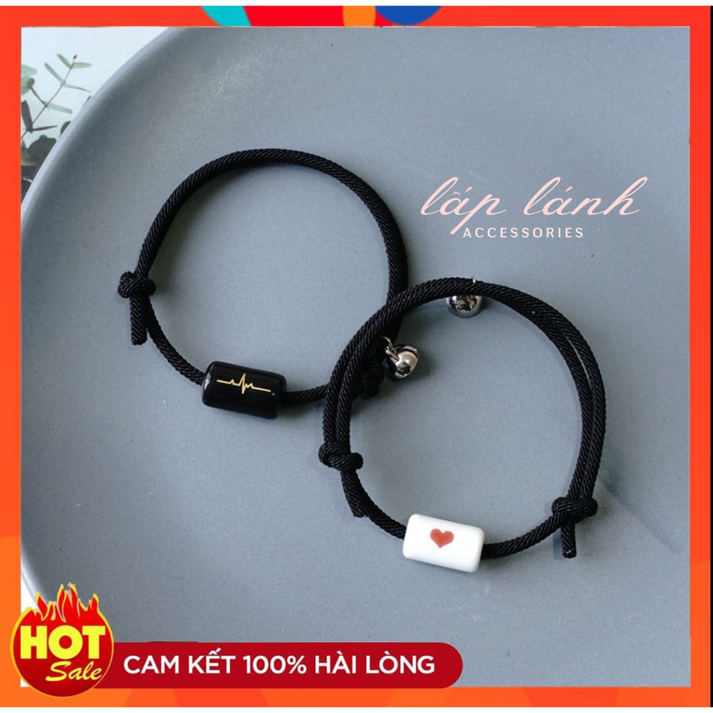 [Có sẵn] SET 2 VÒNG TAY CẶP ĐÔI GỐM SỨ HANDMADE NAM CHÂM ĐÍNH CHARM QUÀ TẶNG TÌNH YÊU 8/3 VTLOVE06