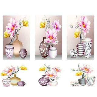 Tranh đính đá bình hoa 3 bức 148x50cm lv195