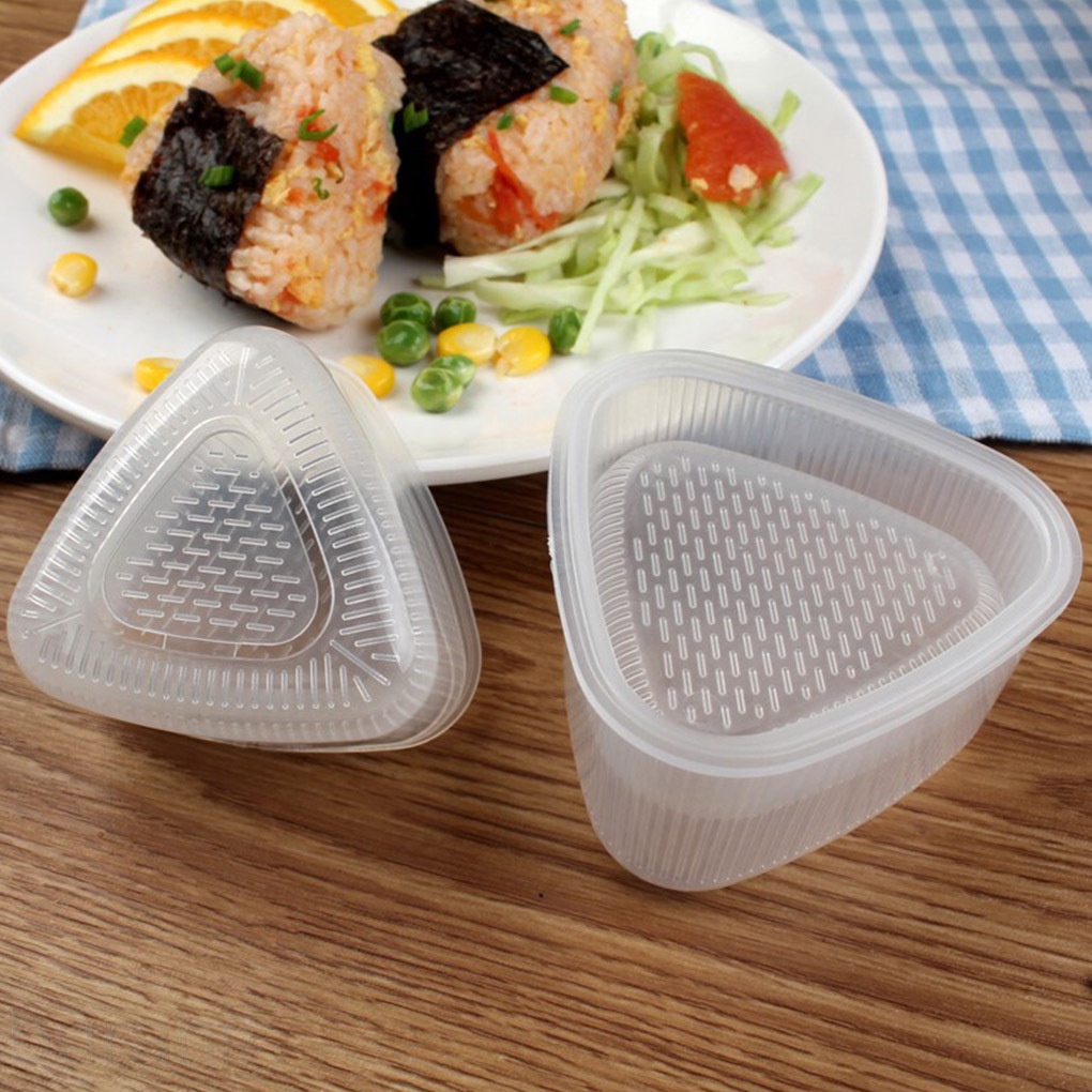 Set 2 khuôn làm cơm cuộn hình tam giác bằng nhựa PP chống dính tiện dụng cho nhà bếp