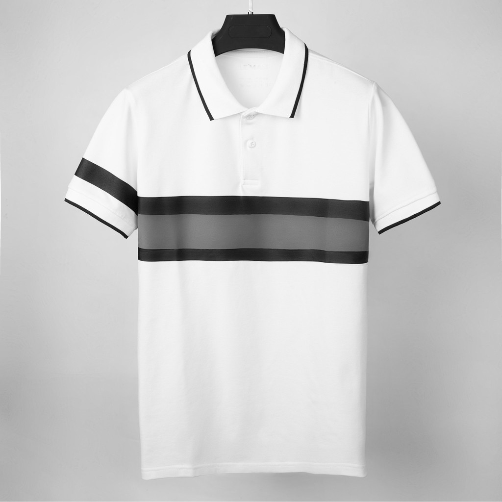 Áo thun nam phối kẻ, cổ viền vải cotton trẻ trung hàng xuất dư | BigBuy360 - bigbuy360.vn