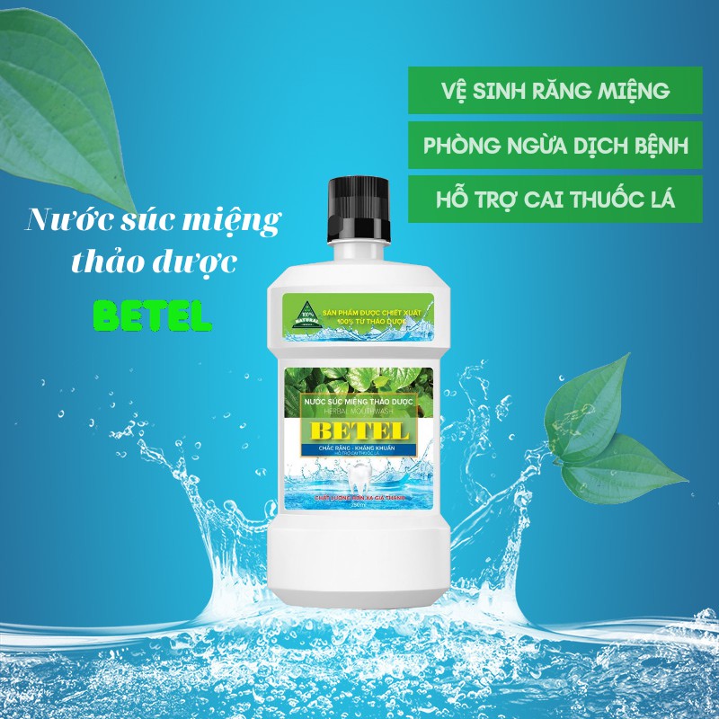 Nước súc miệng thảo dược Betel 500ml, vị trầu không - ngừa sâu răng, trị hôi miệng, hỗ trợ cai thuốc lá