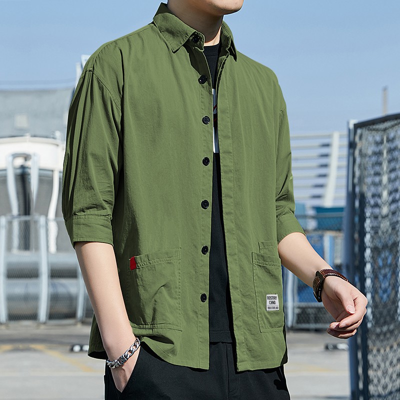 Áo sơ mi nam kaki TFUN mã TT71.0-Q, Áo sơ mi nam tay lỡ chất liệu kaki đẹp mặc mùa thu đông phong cách thể thao đẹp