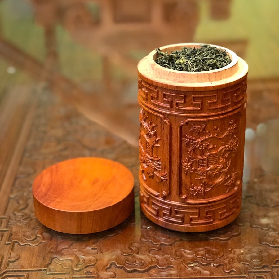 HỘP CHÈ MÃ ĐÃO THÀNH CÔNG BẰNG GỖ HƯƠNG NGUYÊN KHỐI