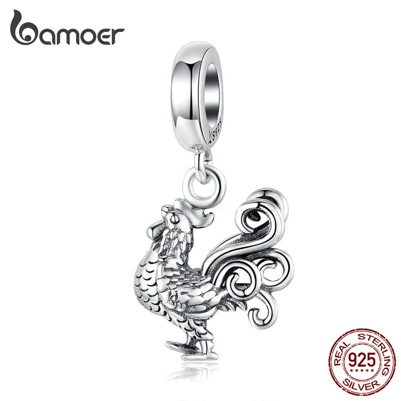 Hạt charm Bamoer SCC1337 bạc 925 hình con gà làm đồ trang sức thời trang