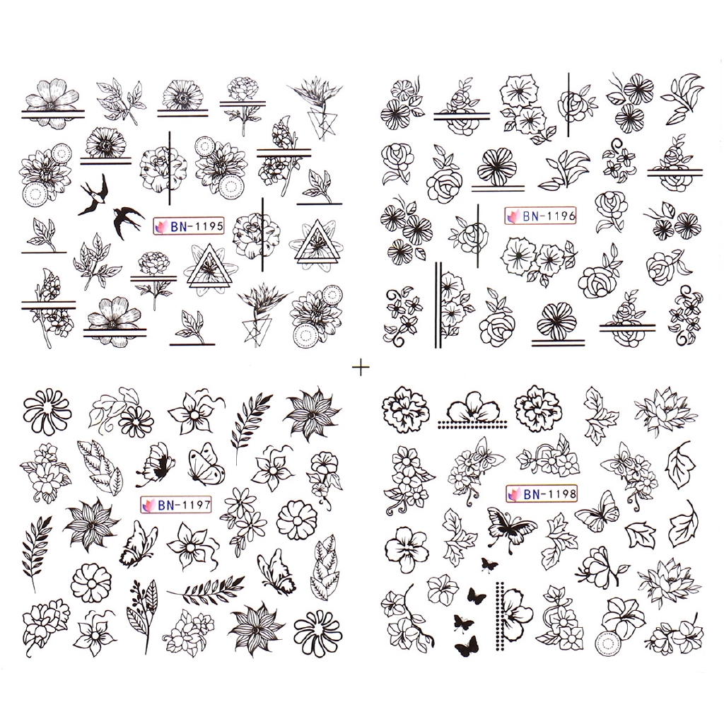 MONJA Sticker họa tiết độc đáo dùng để trang trí móng nghệ thuật