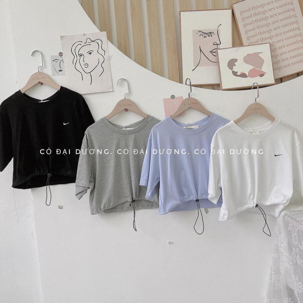 [GIÁ Sốc]  Áo Croptop Chốt Eo Chun Rút Dây Dáng Rộng- Áo Crt Tay Lỡ Unisex Nam Nữ Uzzlang (có ảnh thật)