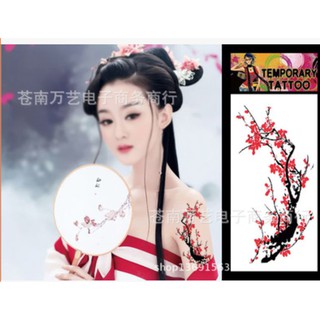Hình xăm dán hoa đào 10x20cm- mua 5 tặng 1 tấm đồng size