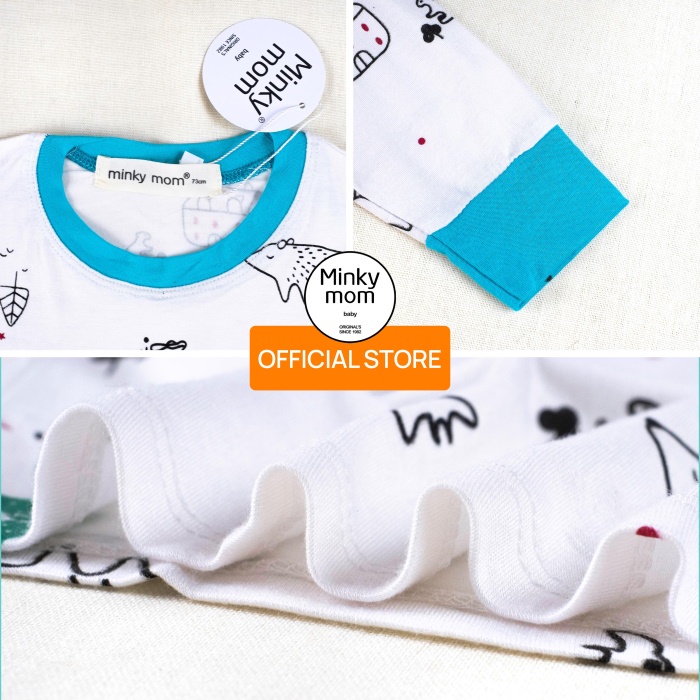 Bộ dài tay Minky mom chất thun lạnh, quần áo trẻ em phối màu cho bé trai bé gái-X68
