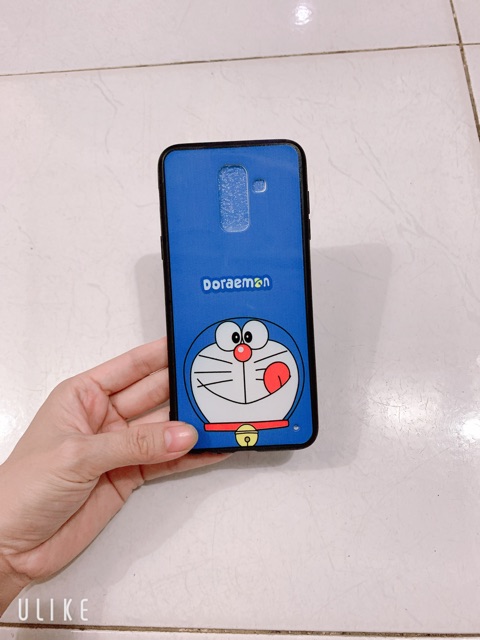 Ốp mèo nền xanh sam sung J8,A6+,A6 Plus