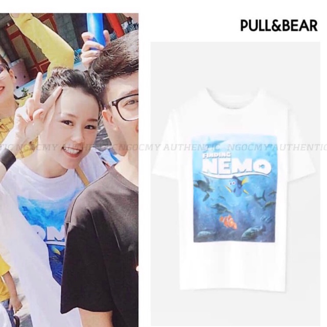 Áo trắng xanh pullbear size S