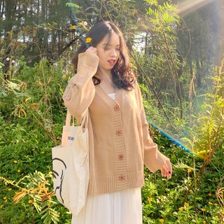 Áo len cardigan cúc dọc trơn