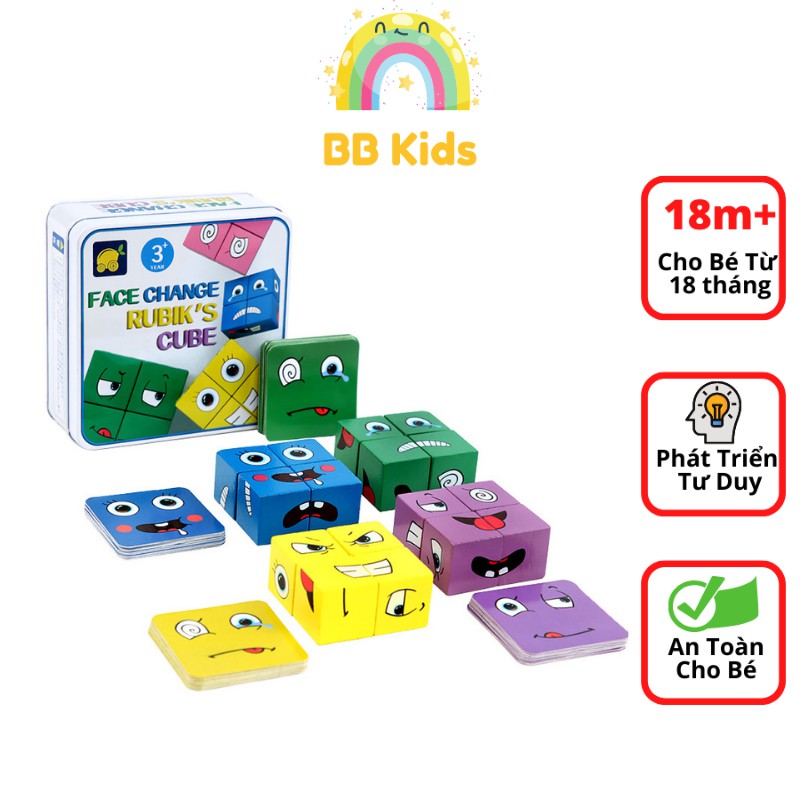 Đồ Chơi Xếp Hình Gỗ Lắp Ghép Biểu Cảm Khuôn Mặt - BB Kids - Phù Hợp Trẻ Trên 3 tuổi