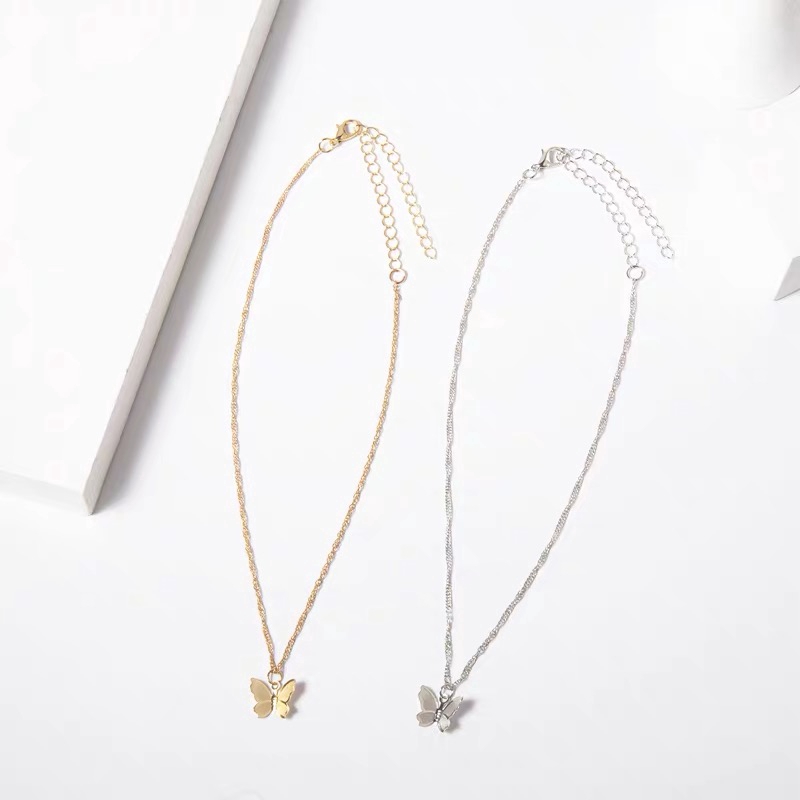 Bộ vòng cổ + Bông Tai Mạ Vàng / Bạc Hình Bướm Cổ Điển