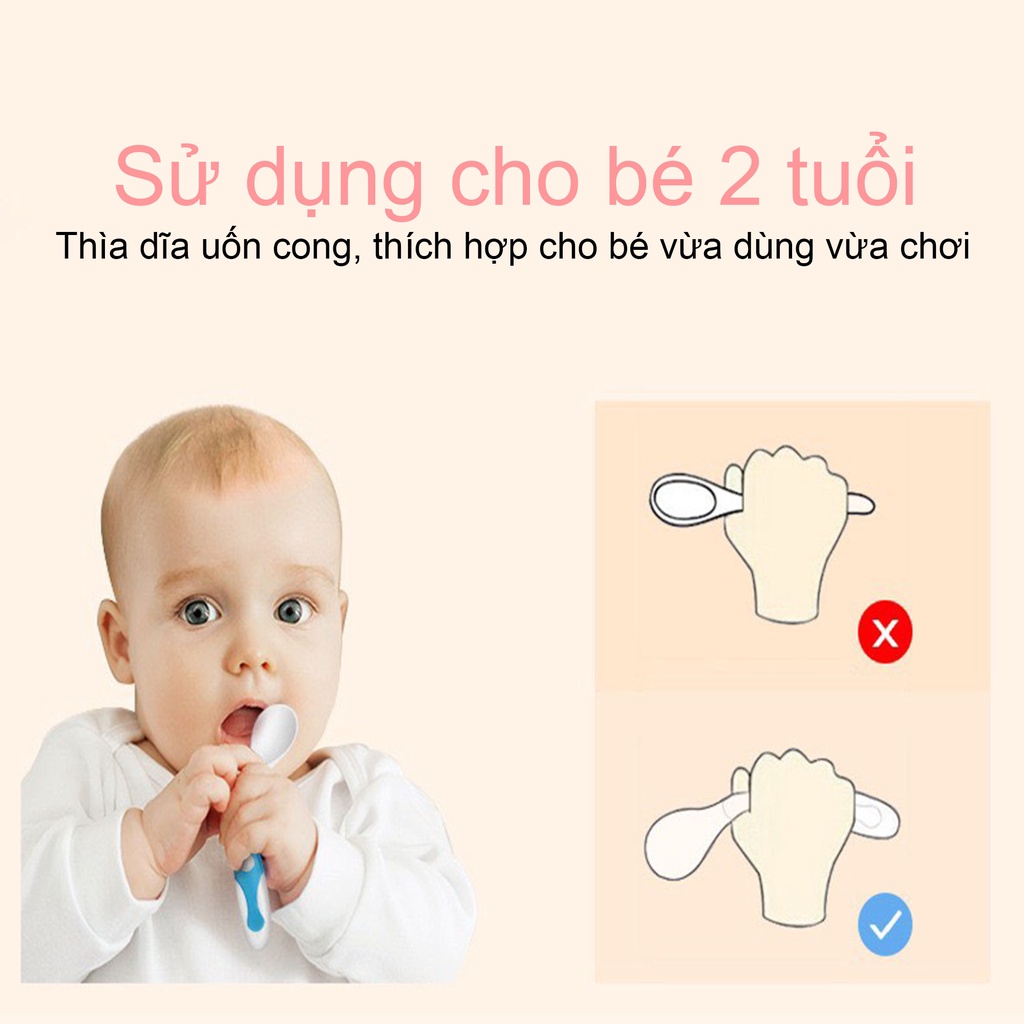 Set thìa dĩa uốn cong cho bé ăn dặm