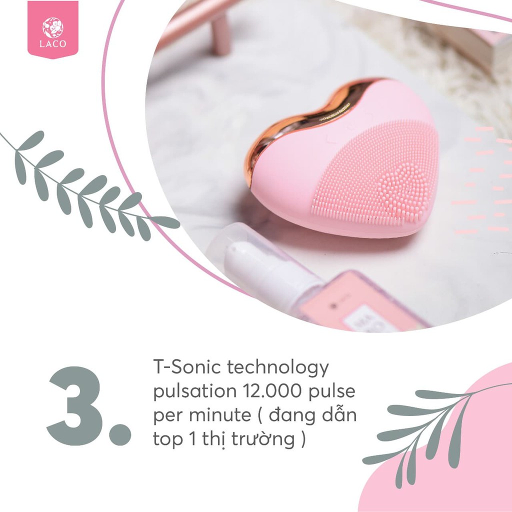 Máy Rửa Mặt 💝FREESHIP💝 Máy Massage Laco Sạch Sâu Bụi Bẩn Mụn Cám Mụn Đầu Đen- Laco Luxury Nhịp Rung 12000 4 Tác Dụng