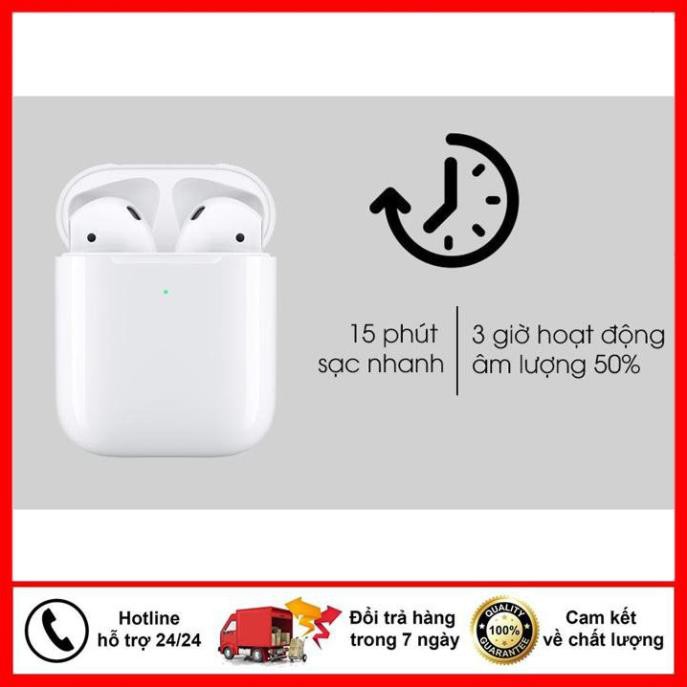 Tai Nghe Không Dây Bluetooth Airpods 2 Sạc Không Dây Giá Rẻ Cho Iphone và Android, Chuyên Gaming Âm Thanh True Wireless