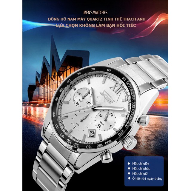 [ Super Sale ] Đồng hồ đeo tay nam Skmei 9096 dây kim loại phong cách thể thao