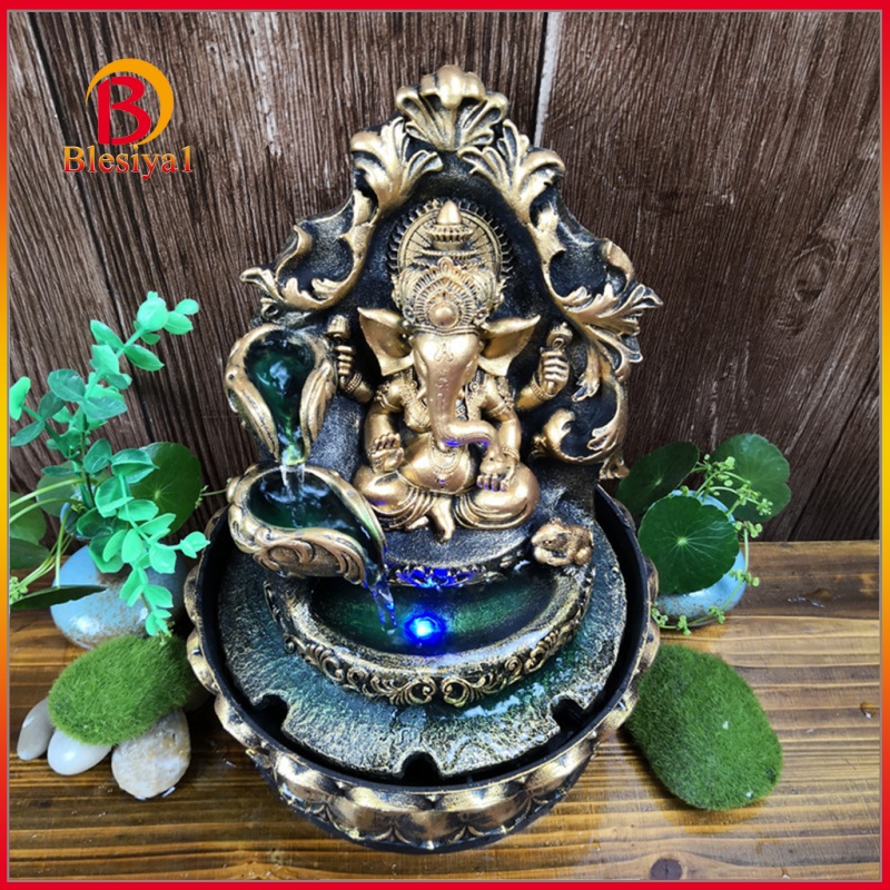 [BLESIYA1] Hindu Ganesha Statue Water Fountain Led Waterscape Living Room Decor Arts