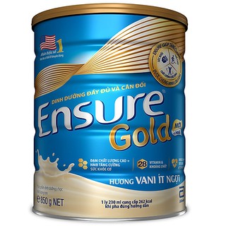 Sữa bột Ensure Gold Abbott hương Vani ít ngọt hộp 850g