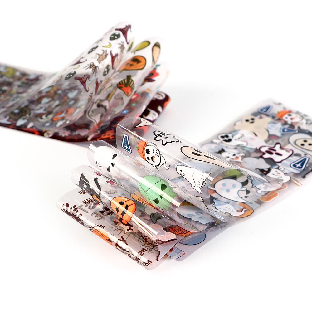 JUNE Set 10 Sticker Dán Móng Hình Xăm Hoạt Hình Phong Cách Halloween