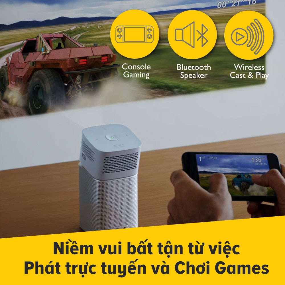 [Mã ELMALL7 giảm 7% đơn 5TR] Máy chiếu mini di động BenQ GV1 Wifi loa Bluetooth USB-C