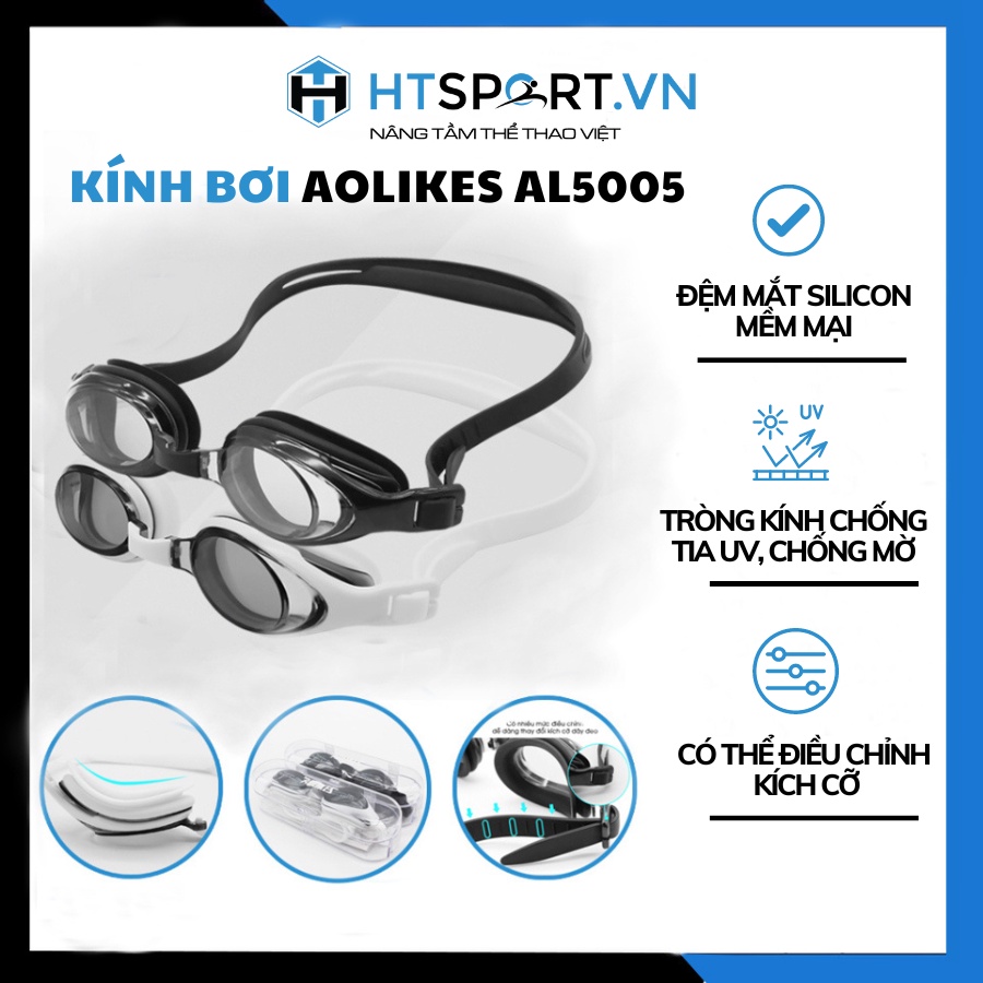Kính Bơi Cao Cấp AL5005 Chính Hãng Aolikes Chống Tia UV, Chống Mờ, Không Thấm Nước Bảo Vệ Mắt An Tòan Khi Bơi Lội