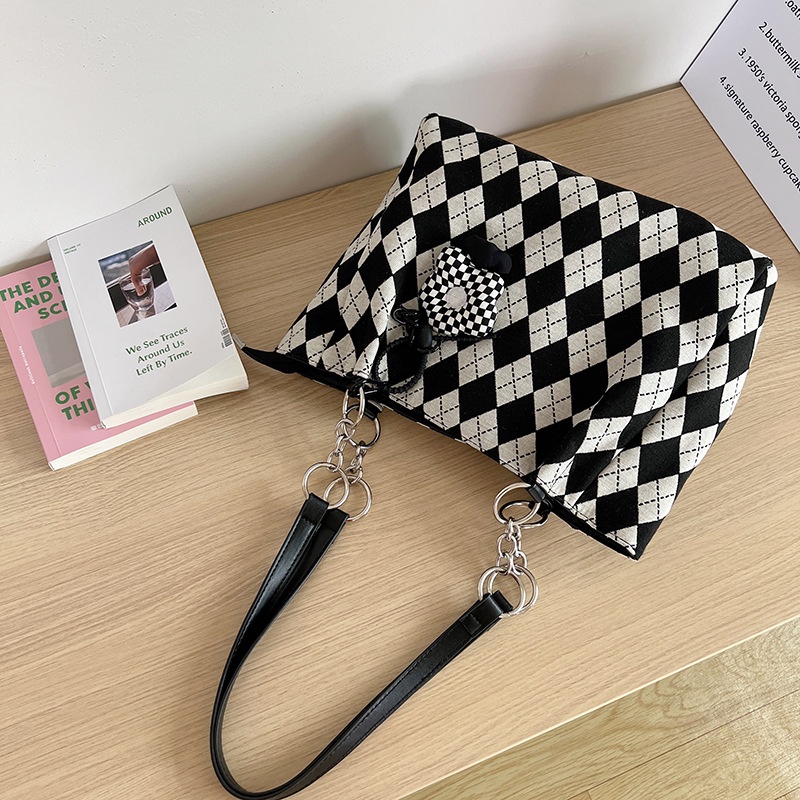 Túi Đeo Vai Cỡ Lớn Họa Tiết Sọc Caro Thời Trang Dễ Phối Đồ Cho Nữ