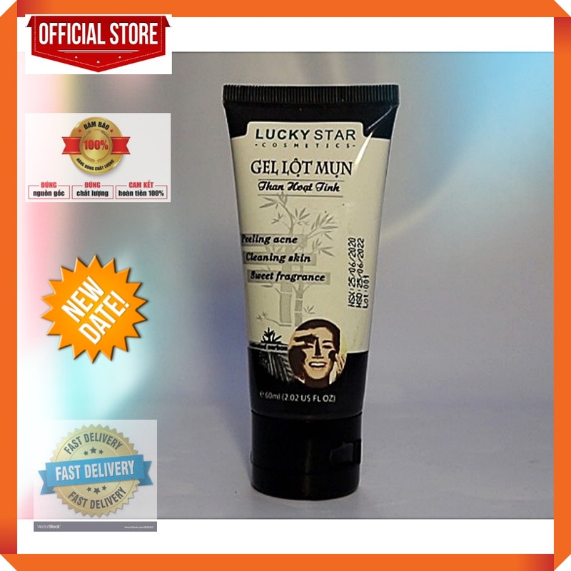 Gel, Keo Lột Mụn Lucky Star Than Hoạt Tính cho da mụn thải độc làm sạch da chăm sóc da đẹp, sắc đẹp 60Ml