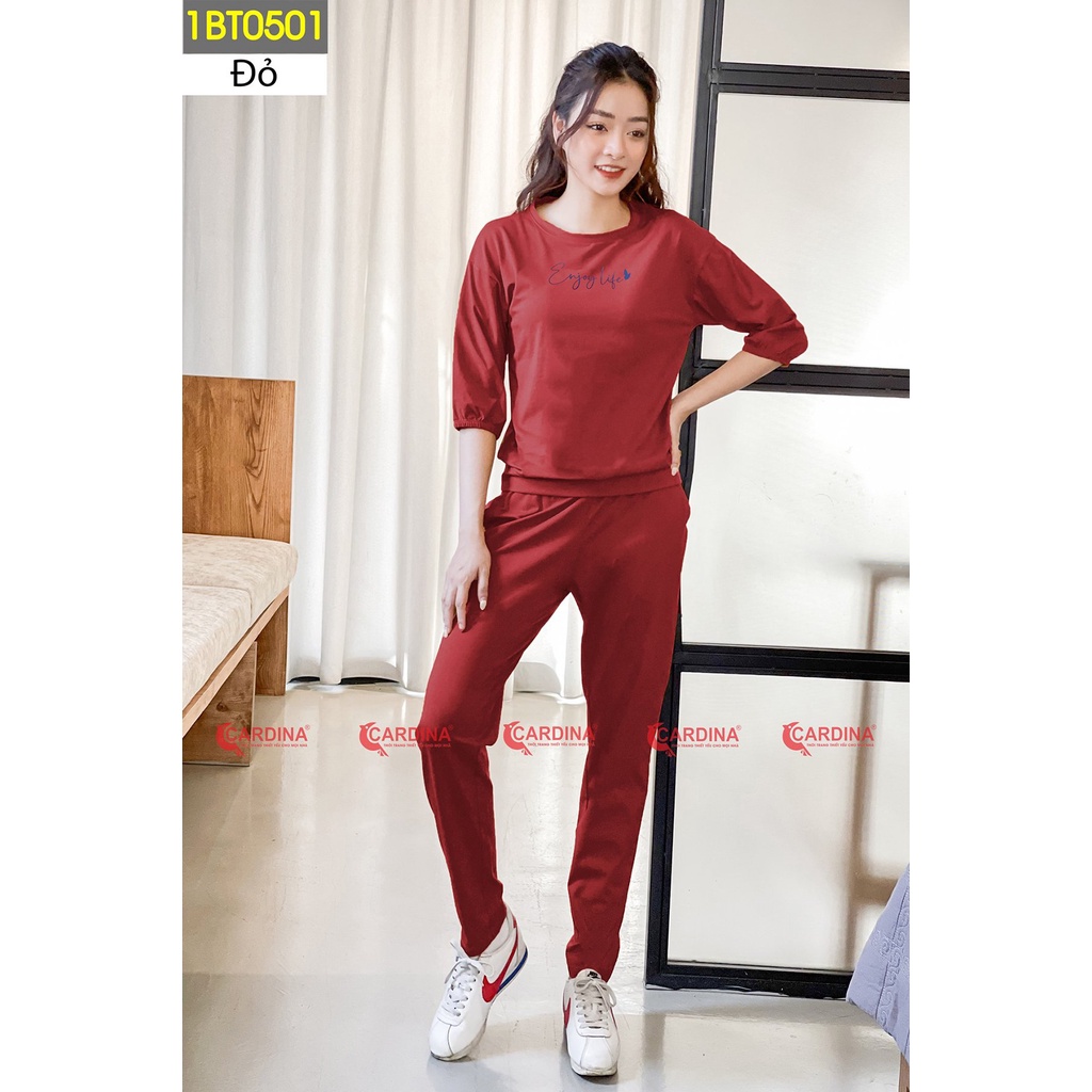Đồ Bộ Nữ 𝐂𝐀𝐑𝐃𝐈𝐍𝐀 Quần Dài, Tay Lỡ Bo Chun Chất Cotton Cao Cấp Kiểu Dáng Năng Động, Tôn Vóc Dáng Khỏe Khoắn