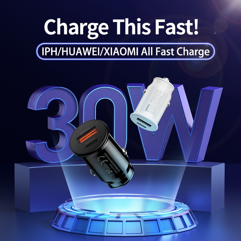 Tẩu sạc nhanh ô tô xe hơi Remax RCC231 công suất 30w 2 cổng sạc nhanh QC3.0 5a chống cháy nổ