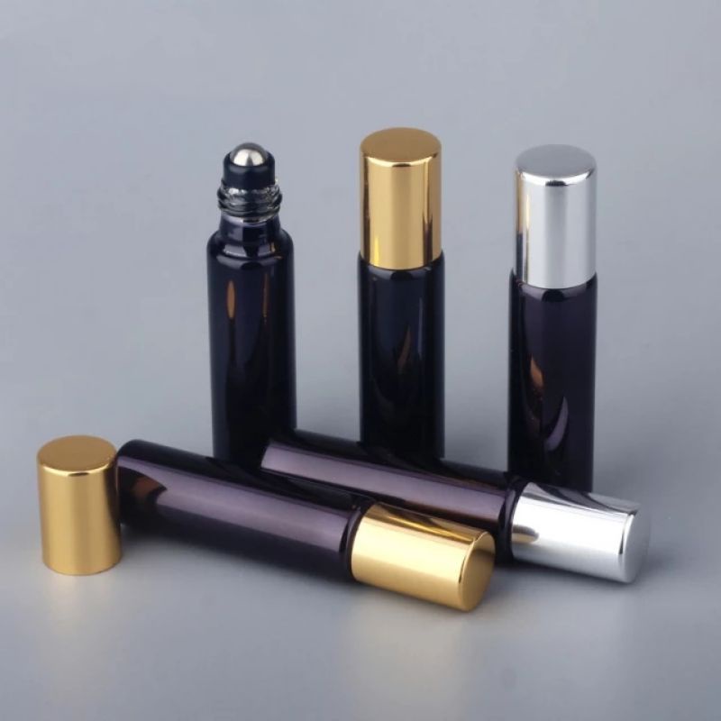 2 Vỏ chai sanh đen 10ml bi thép nắp Nhôm gồm màu vàng ánh kim và bạc dùng đựng nước hoa tinh dầu có thể chọn lựa màu