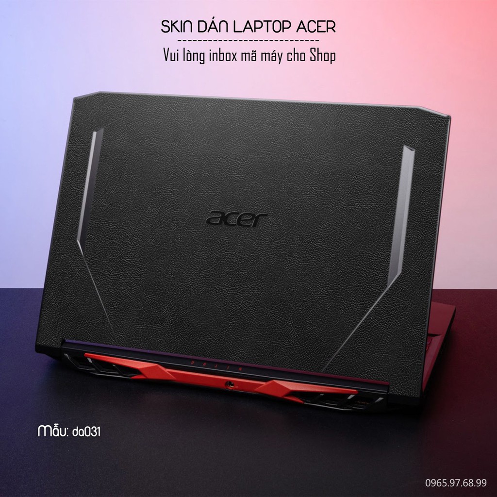 Skin dán Laptop Acer in hình Vân Da Bò Đen - Da031 (inbox mã máy cho Shop)