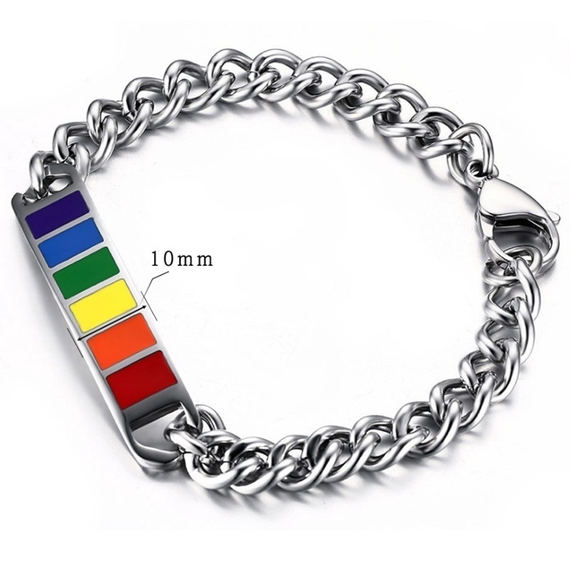 Vòng đeo tay bằng thép không gỉ trang trí màu cầu vồng xinh xắn