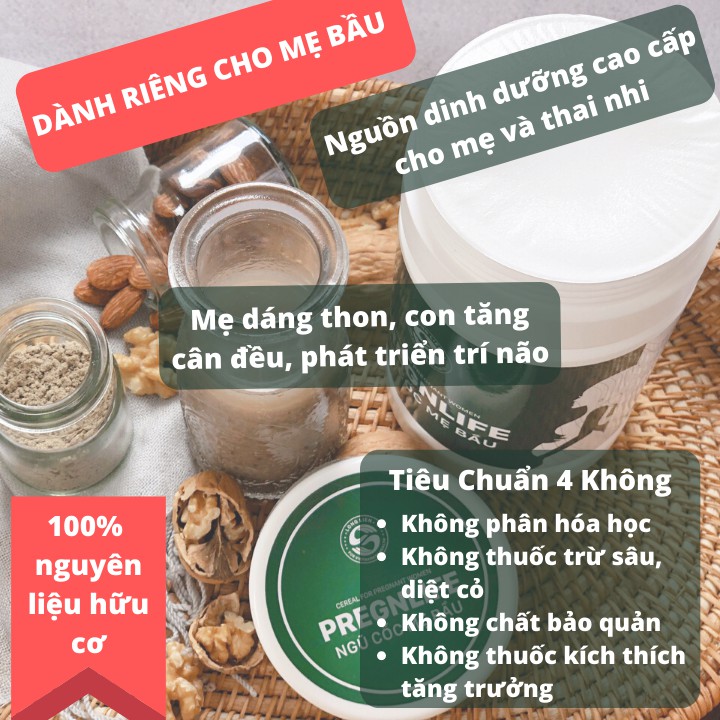 [Organic] NGŨ CỐC BÀ BẦU PREGNLIFE CAO CẤP SIÊU DINH DƯỠNG, CON TĂNG CÂN ĐỀU ĐẶN (500gr)