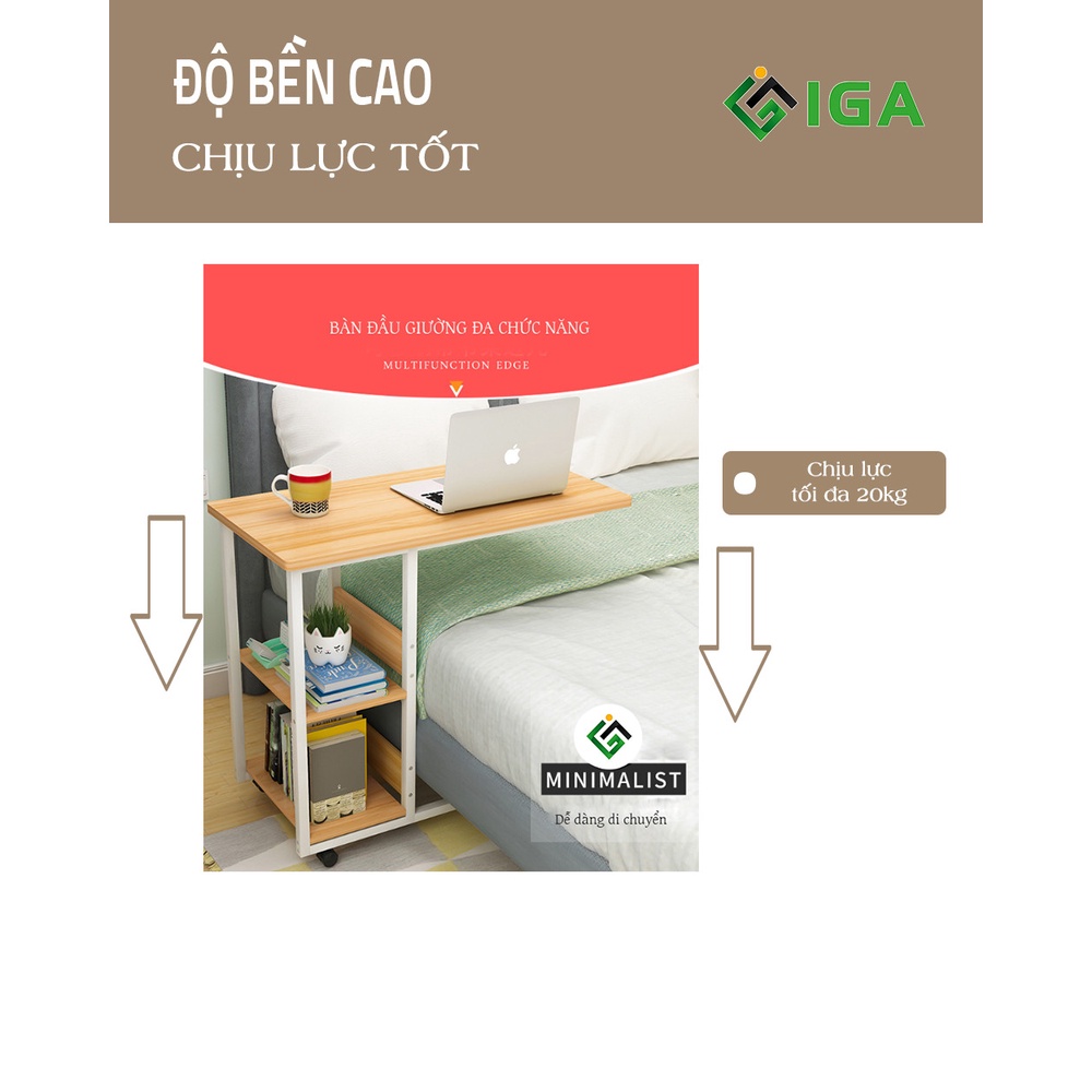 Bàn đầu giường bàn ăn có bánh xe kết hợp bàn học tiện lợi thương hiệu IGA -GM22