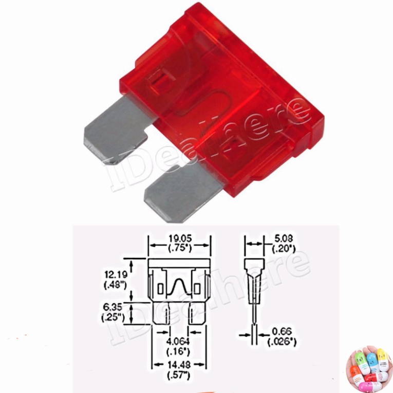 Bộ 24 cầu chì mini 24 loại cho xe hơi , xe tải (loại vuông) chân dài